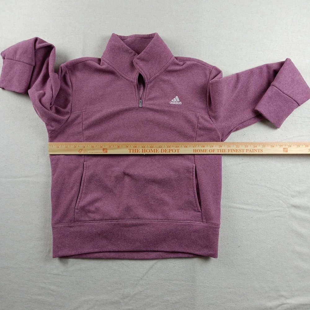 Adidas Golf Womens Medium Berry Purple Heather QTR Zip Kangaroo Pocket Pullover - Picture 11 of 12